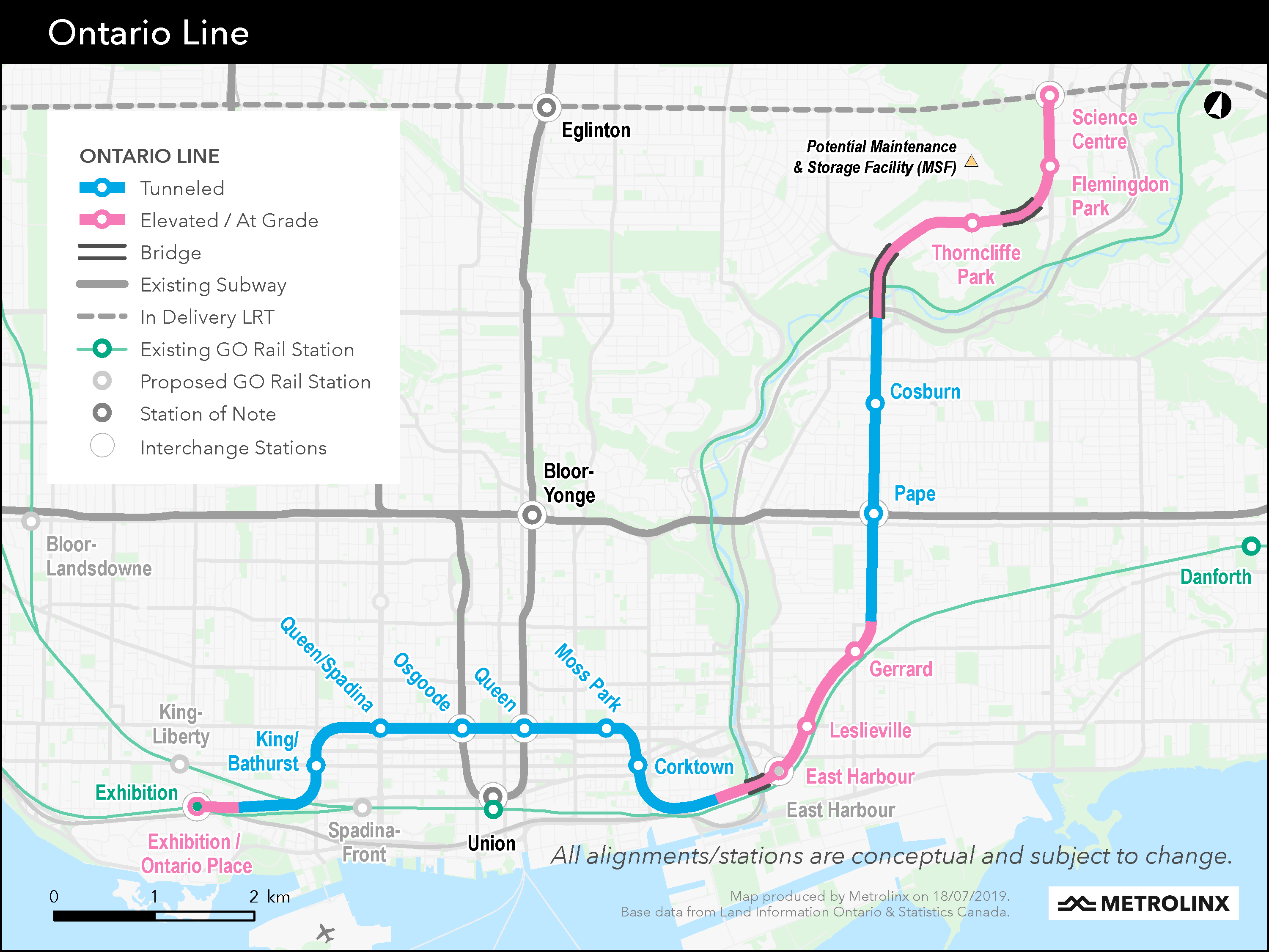 A map of the Ontario Line is shown.