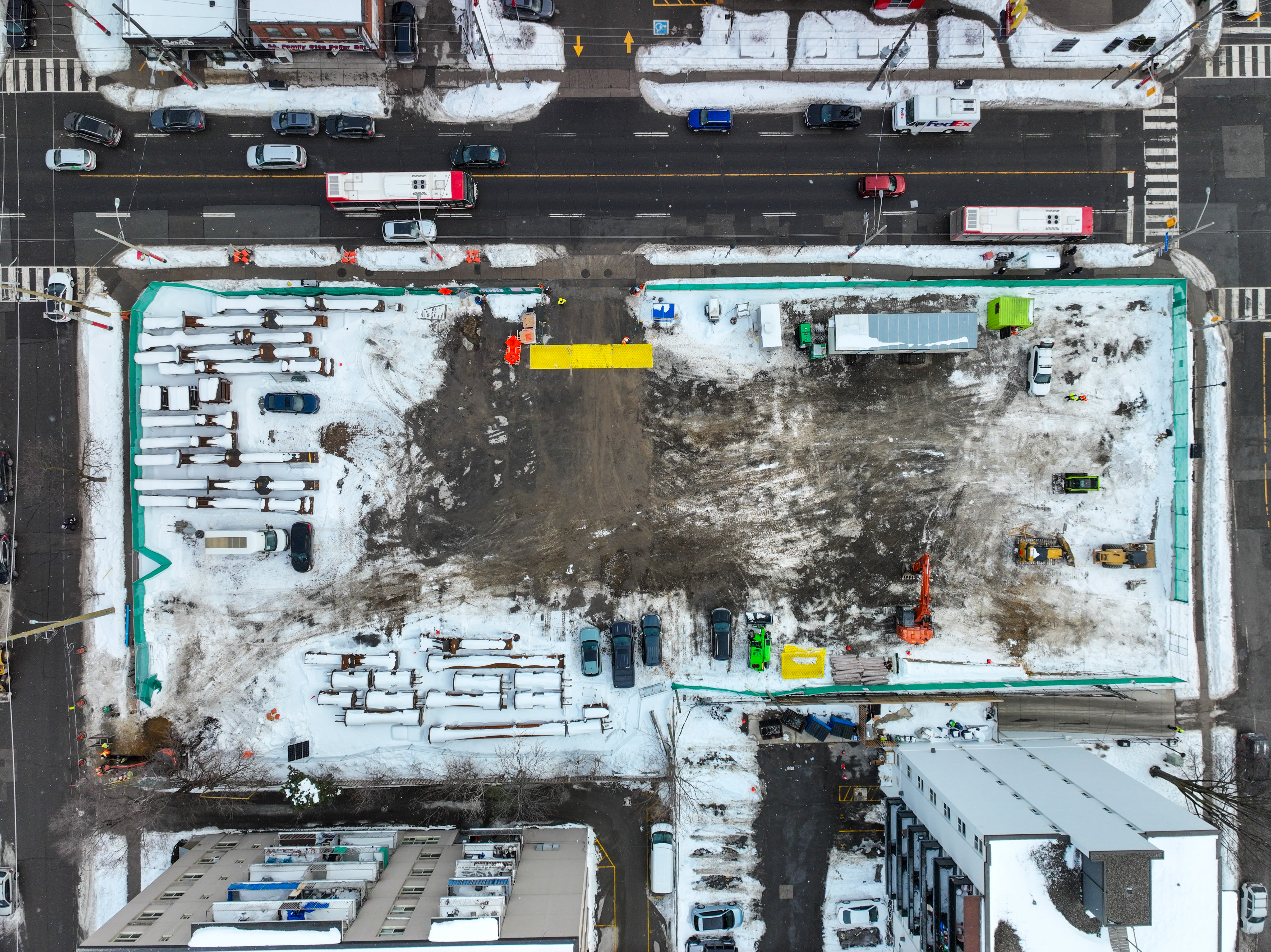 Overhead shot of an Ontario Line construction site