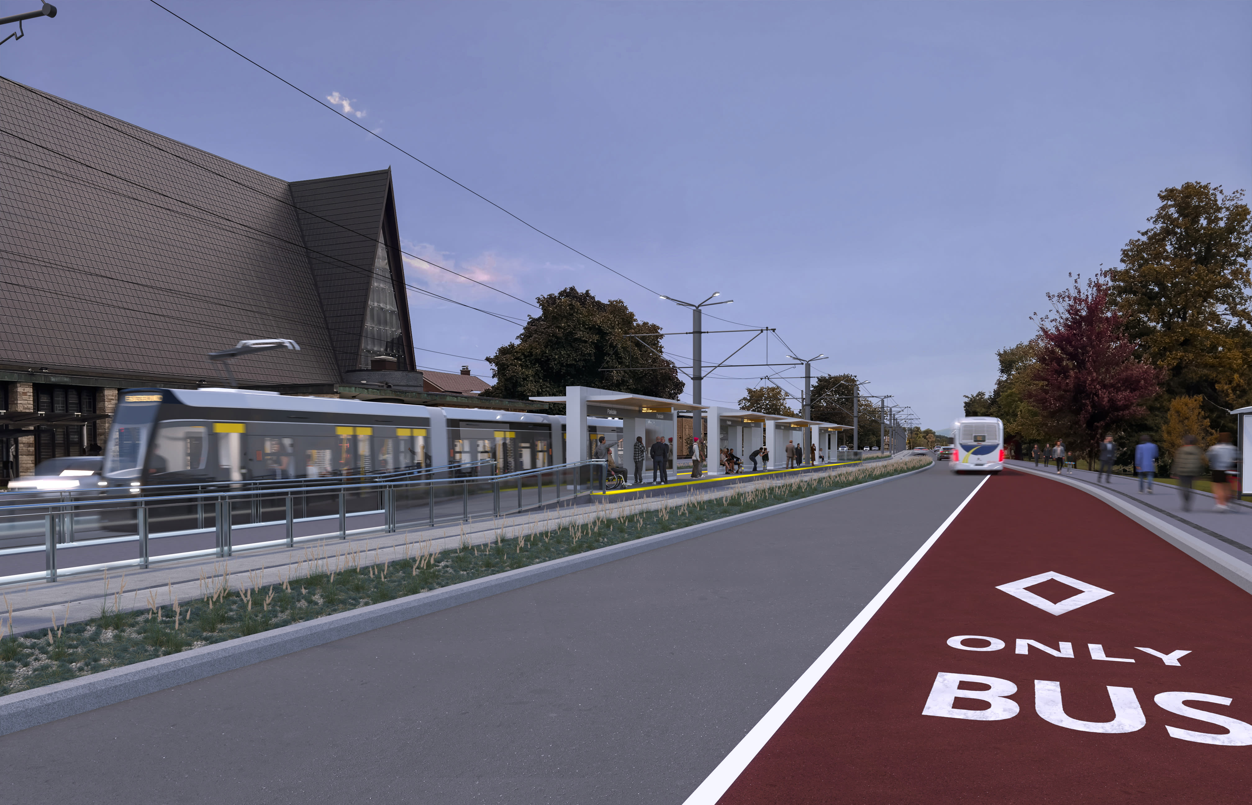 Rendering of a future Hamilton LRT stop.