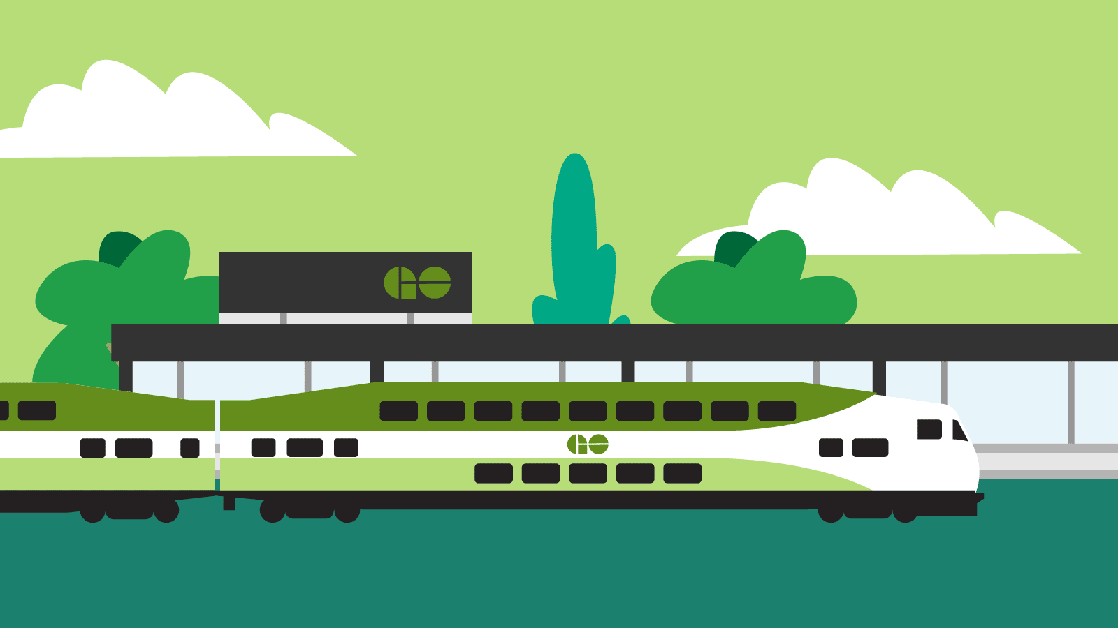 Go Train cartoon hero image