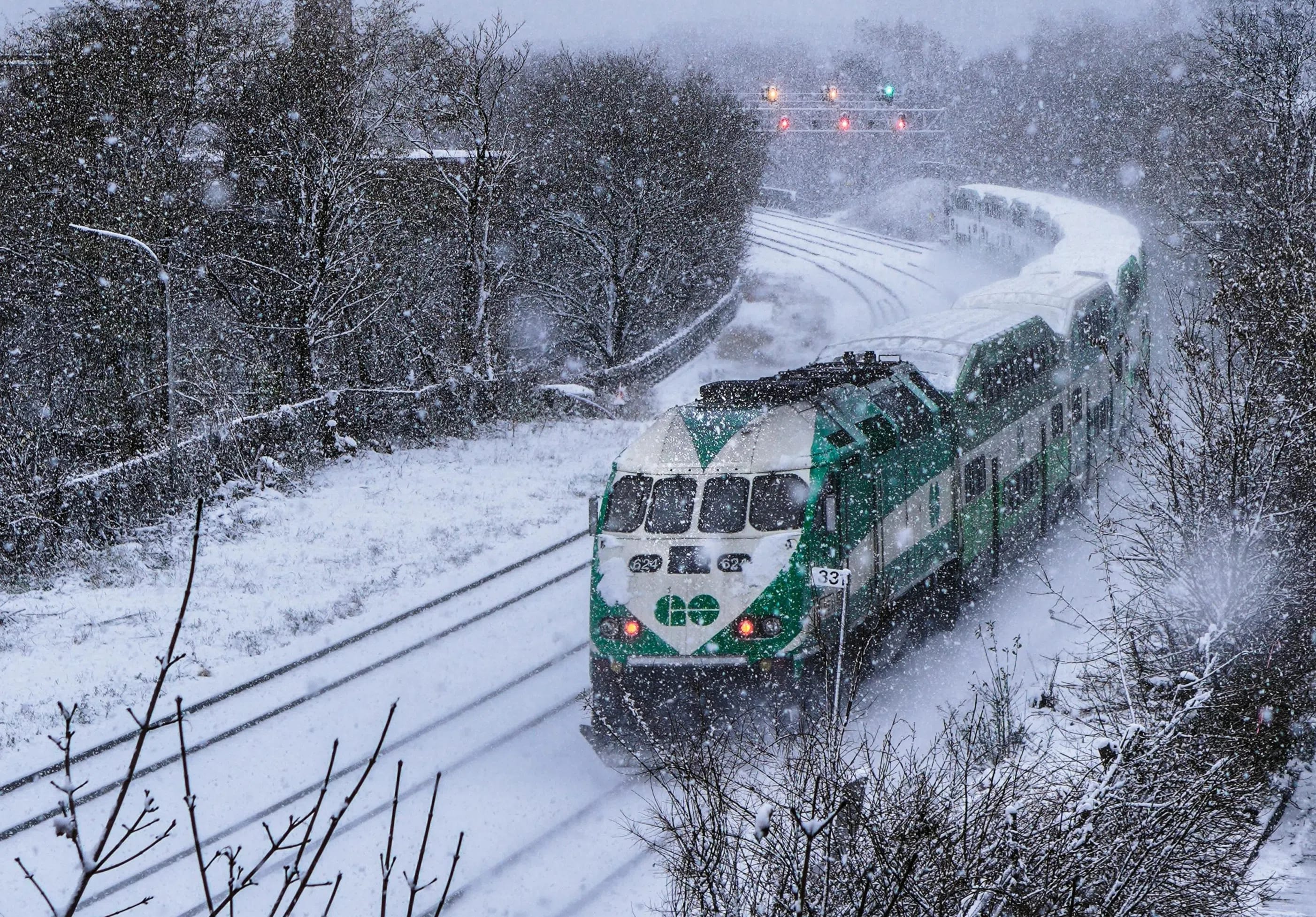 GO Train on a snowy day
