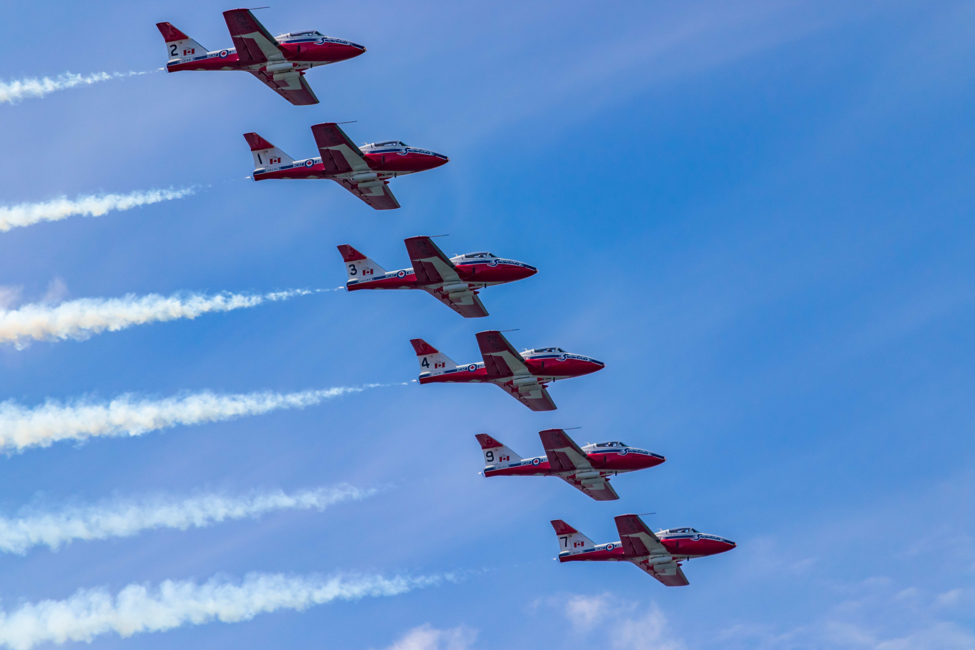 Planes in the sky for a performance at the Air Show for the CNE.