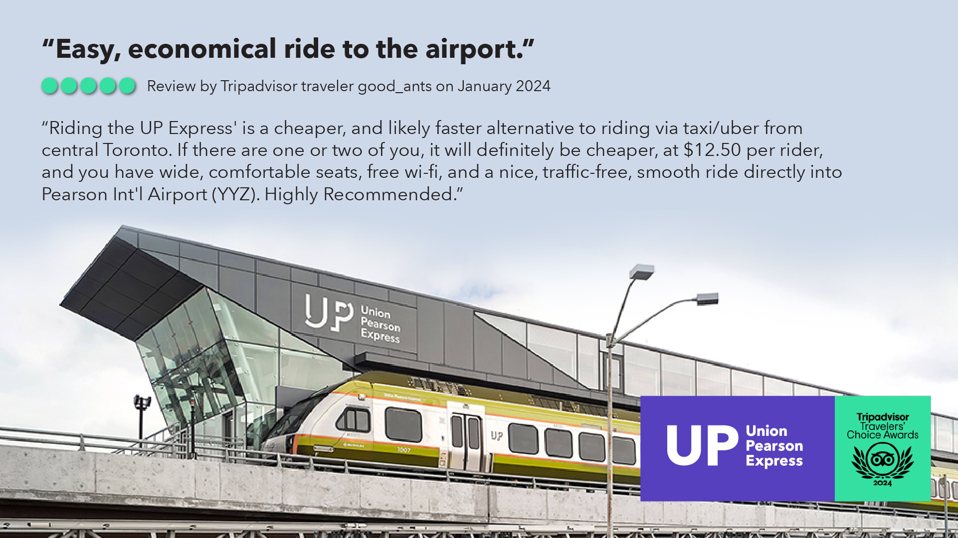 5 star review from TripAdvisor - Easy, economical ride to the airport