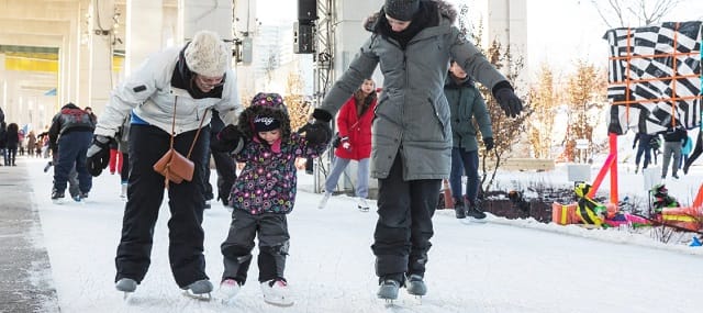 Free ice skating at The Bentway skating trail in Toronto