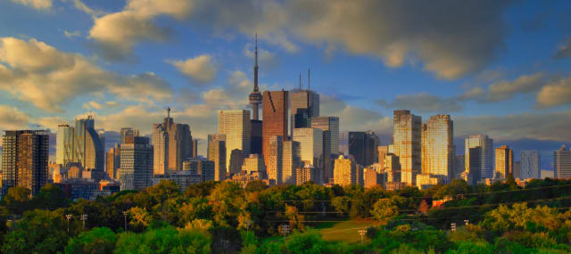 Riverdale Park East is the best place to see fall colours with sunset views of the city’s skyline