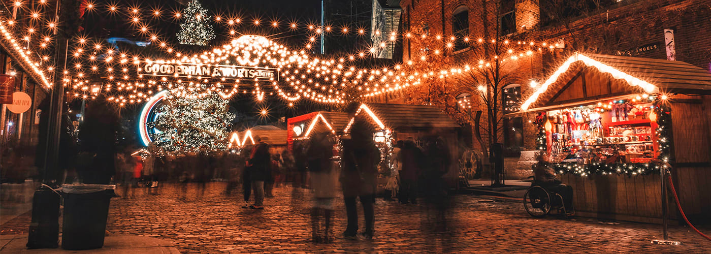 The Toronto Christmas Market at night