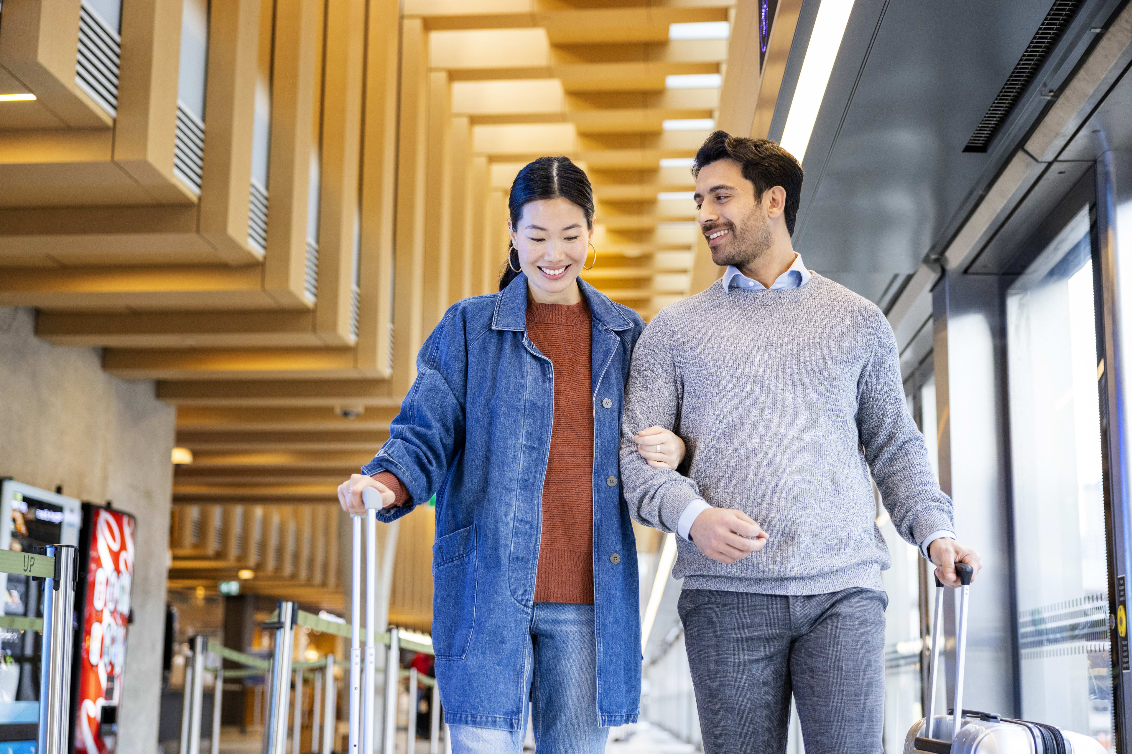 A couple walking down the platform at UP Union Station