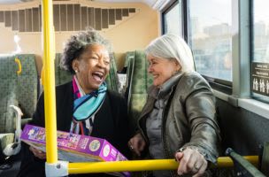 Senior women travelling together