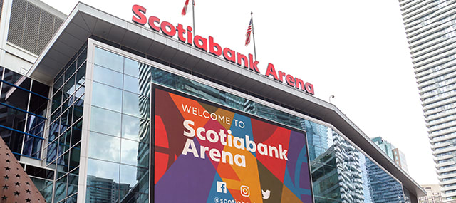 Outside of Scotiabank Arena in Toronto, Ontario
