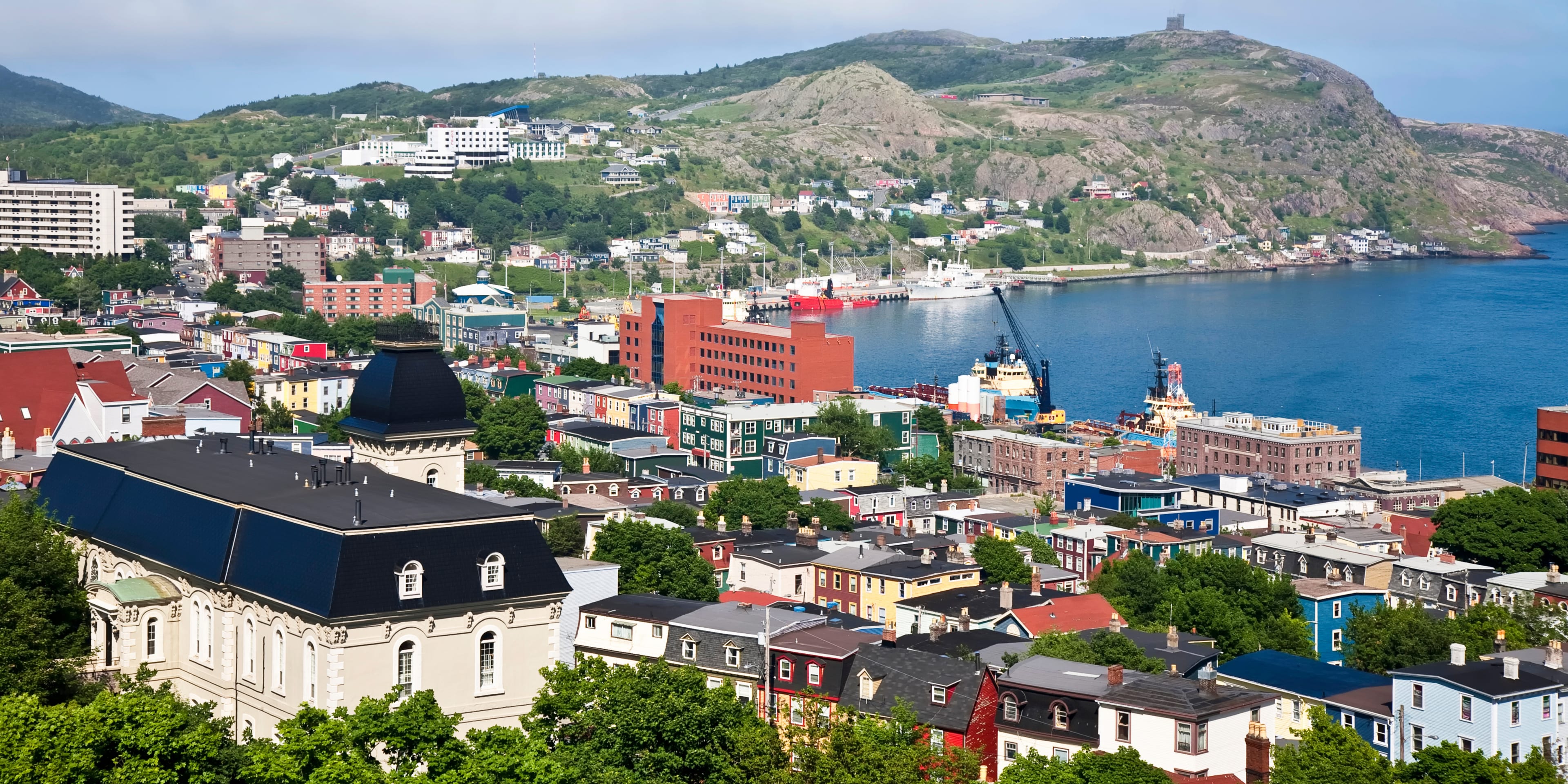 Costal town overlooking the water in St. Johns, Newfoundland