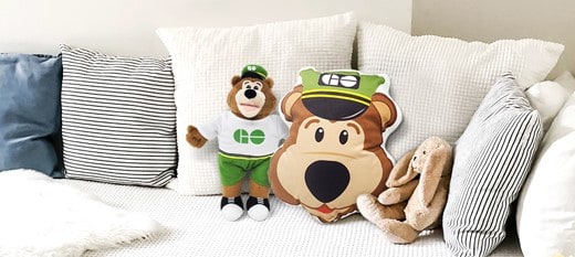 Mini GO Bear Plush Toy and GO Bear Pillow