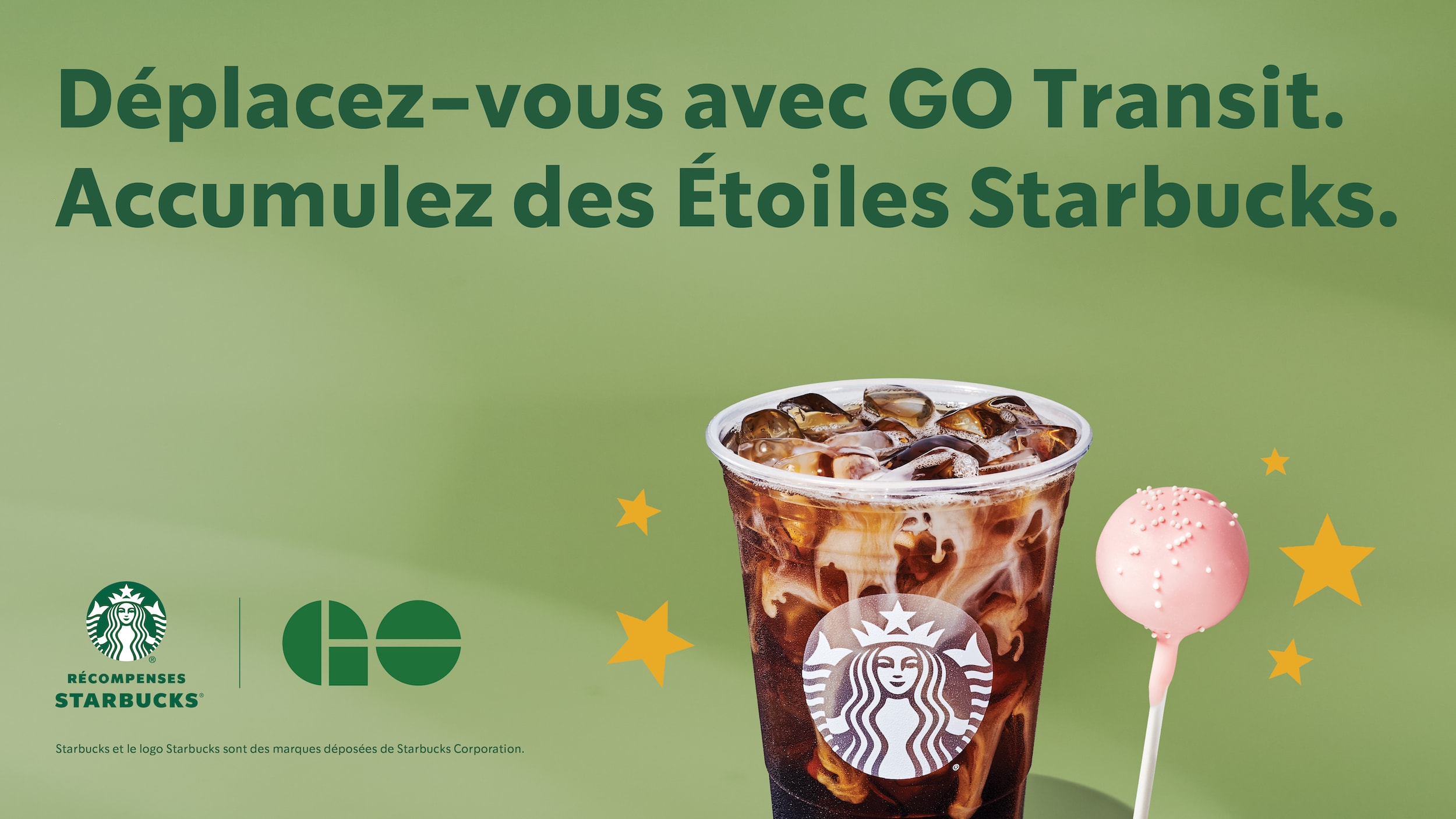 Déplacez-vous avec GO Transit. Accumulez des Étoiles Starbucks.