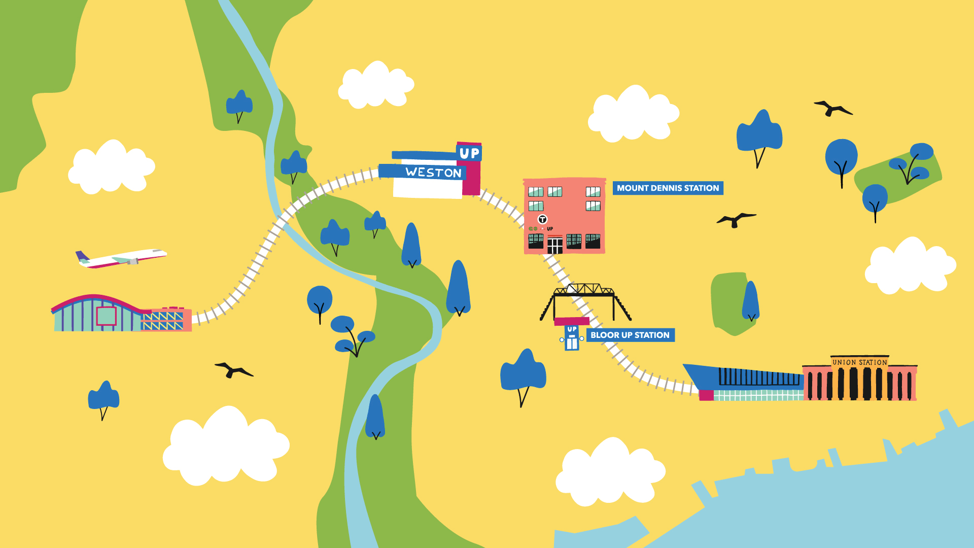 An illustration of UP Express Mount Dennis Station