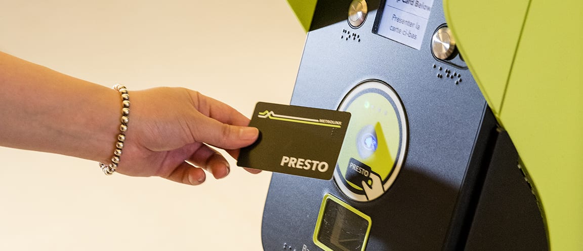 Tapping PRESTO card on machine