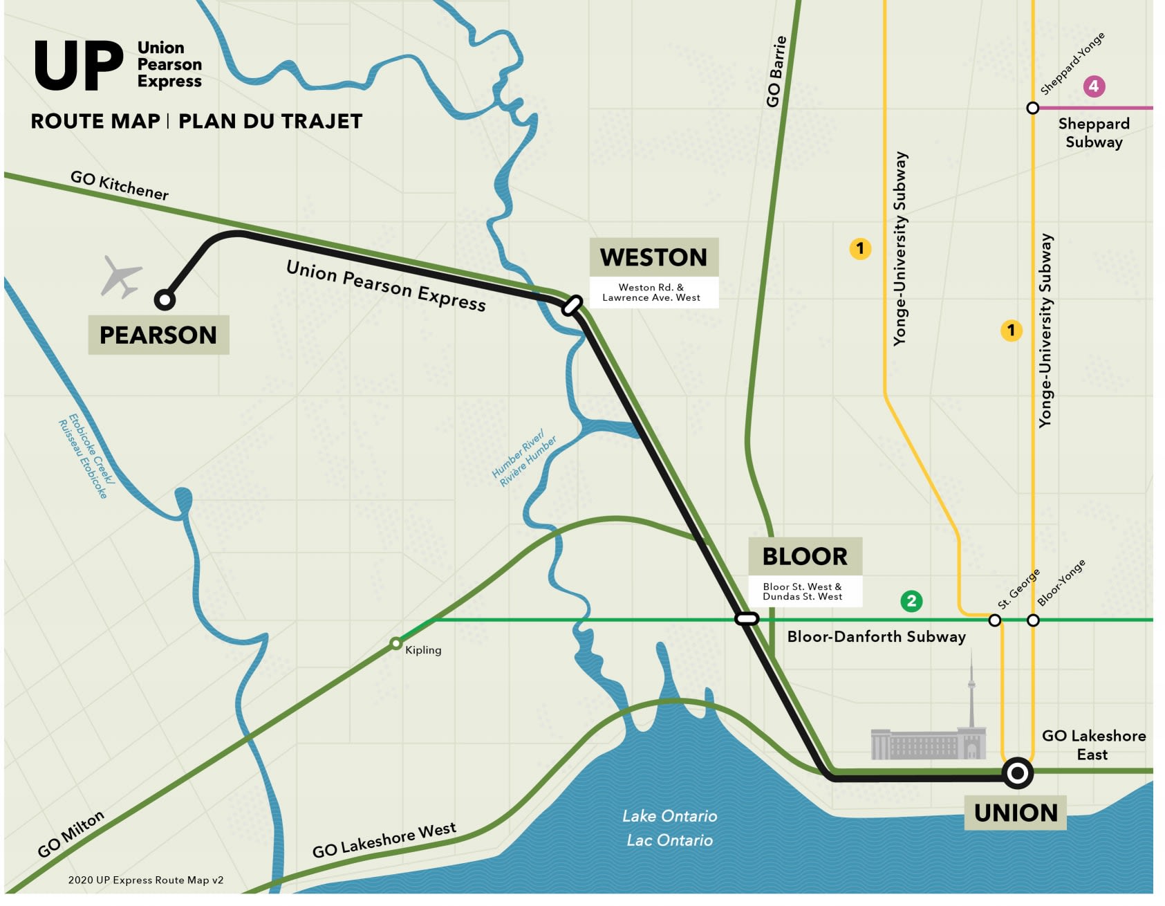 UP Express Route Map