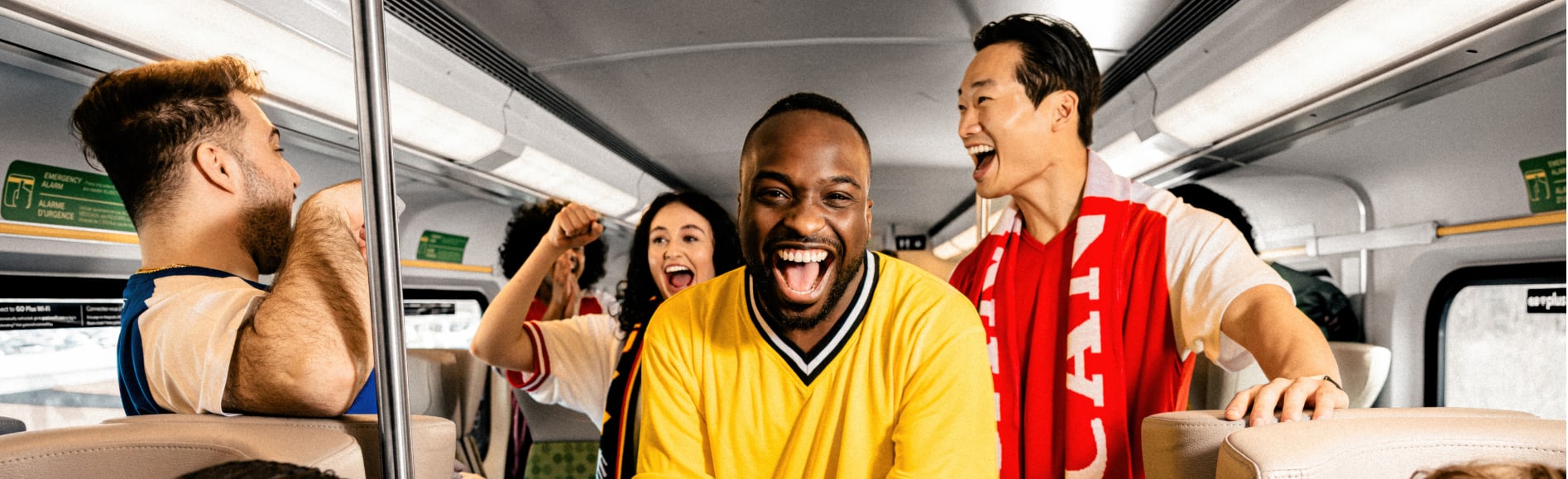 Customers taking the GO train to get to the world cup