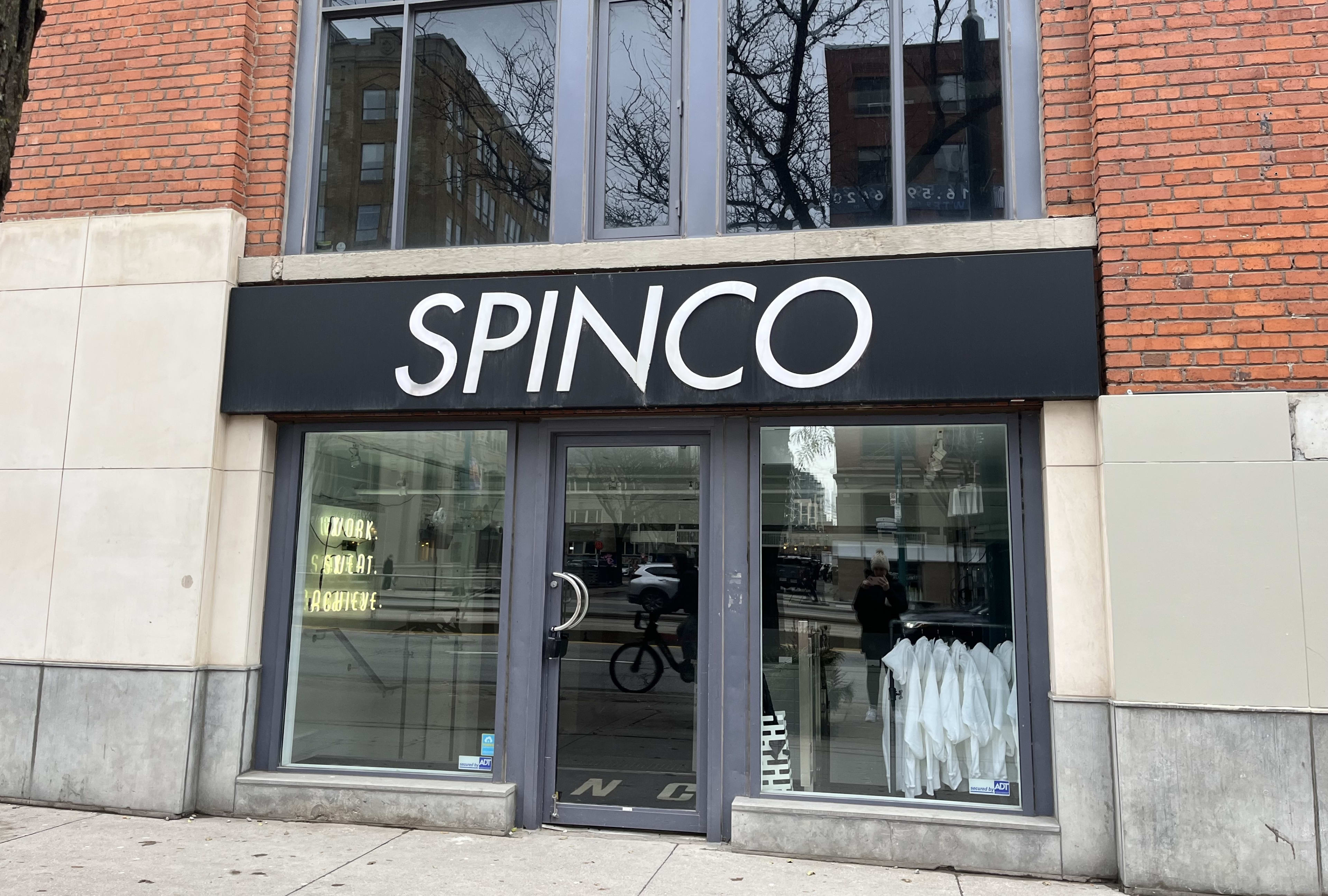 Outside of SPINCO, a rhythym-based gym, in downtown Toronto