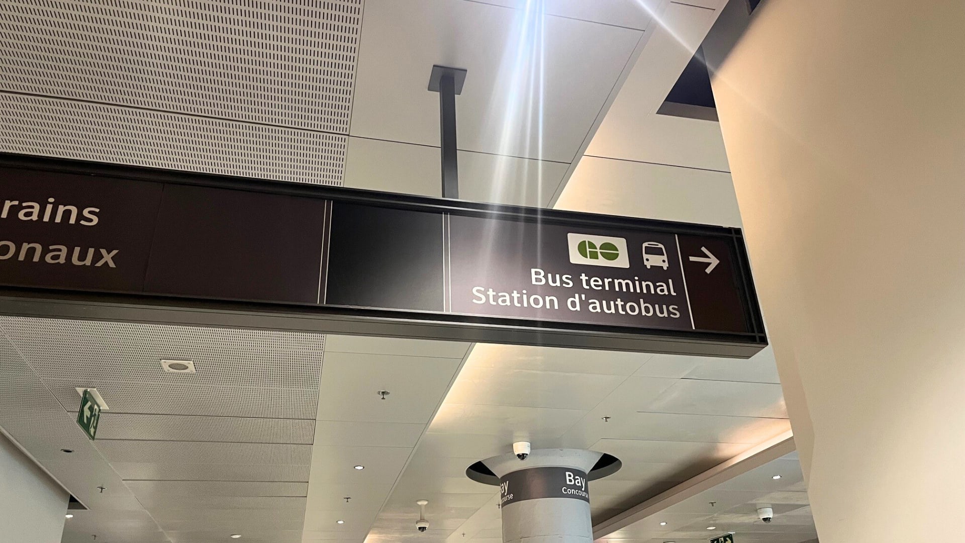 Sign labelled "Union Station Bus Terminal" in the Bay Concourse
