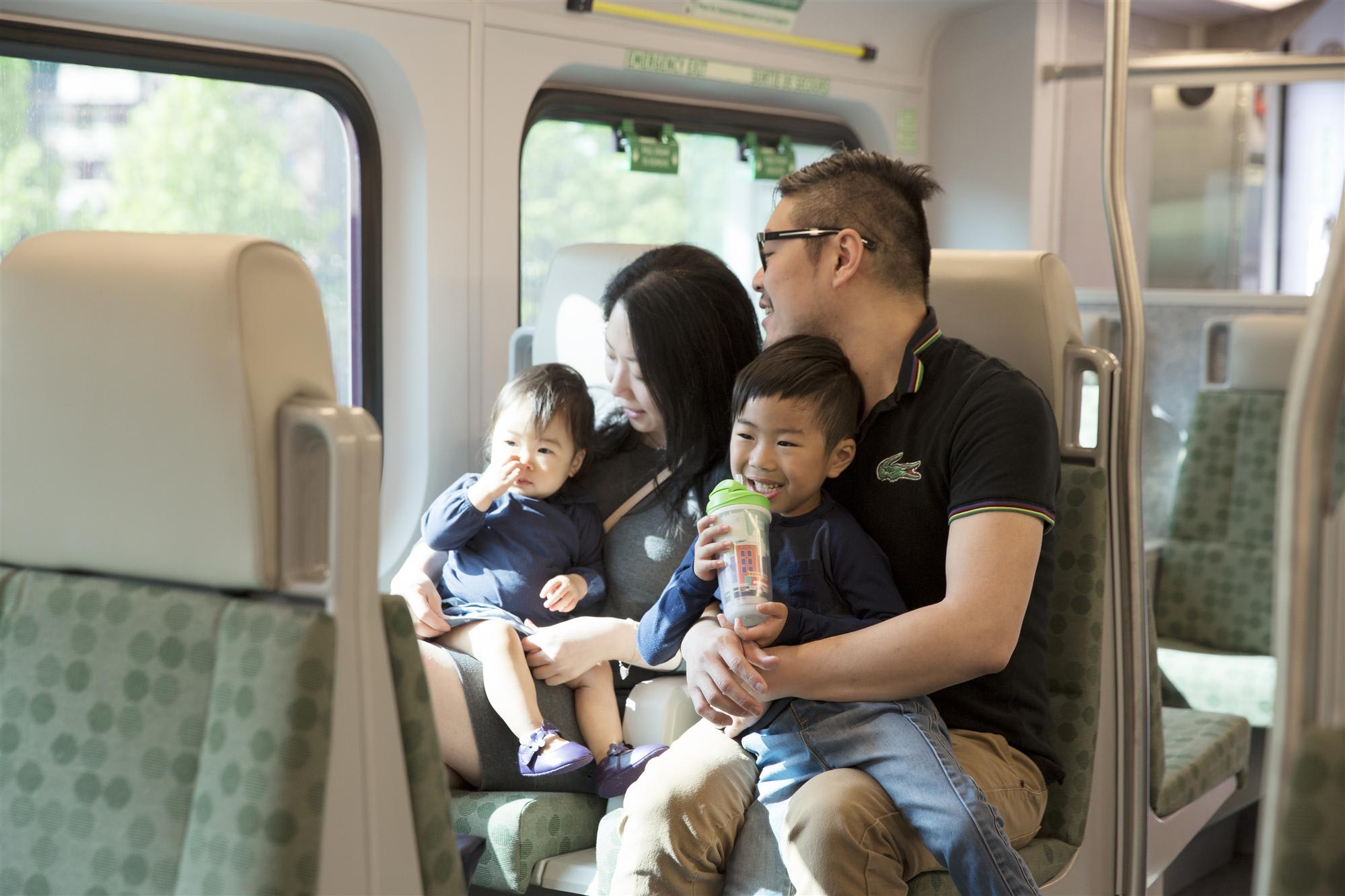 Family onboard the GO Train