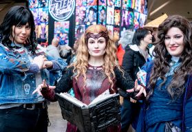 Three people dressed as their favourite characters for Toronto Comicon