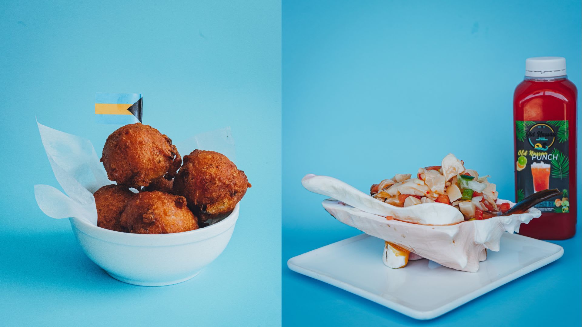 Conch fritters and conch snack from Old Nassau in Toronto, ON.