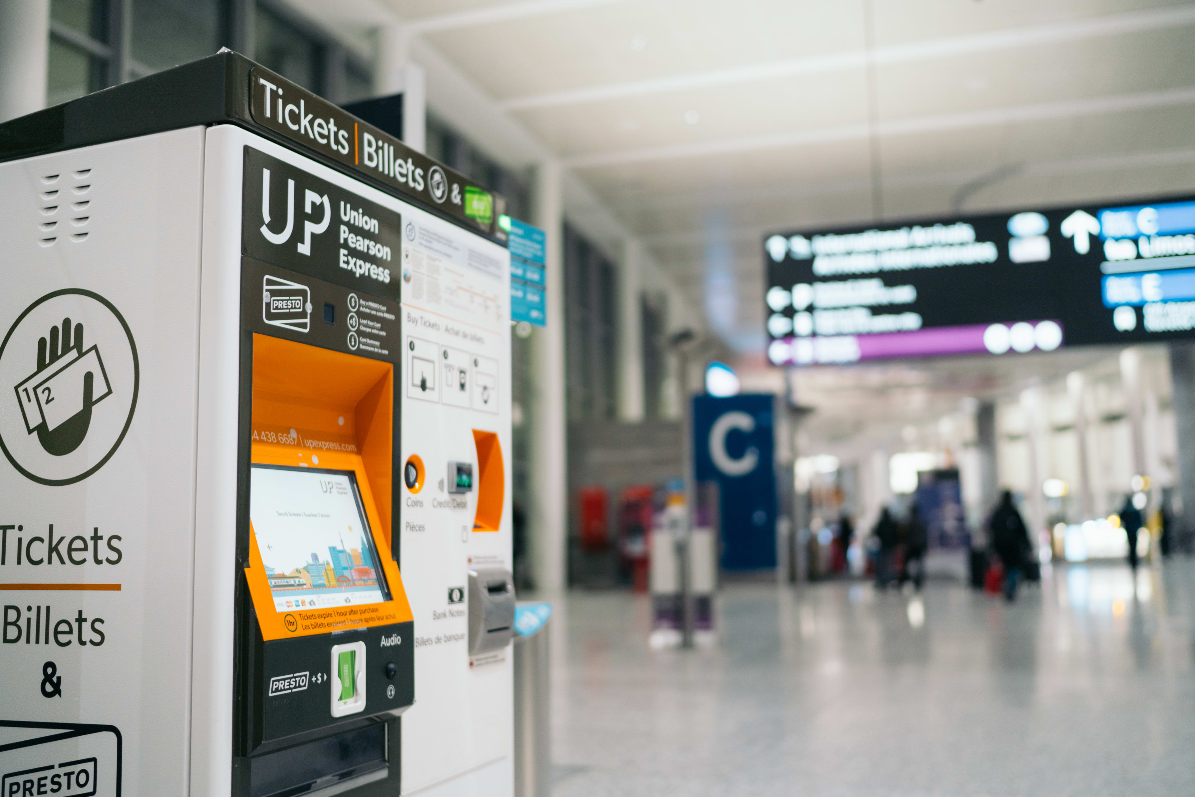 UP Express ticket vending machine (TVM) at Pearson Airport