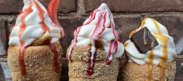 Toronto’s Eva’s Original Chimney ice cream cones are baked pastry cones
