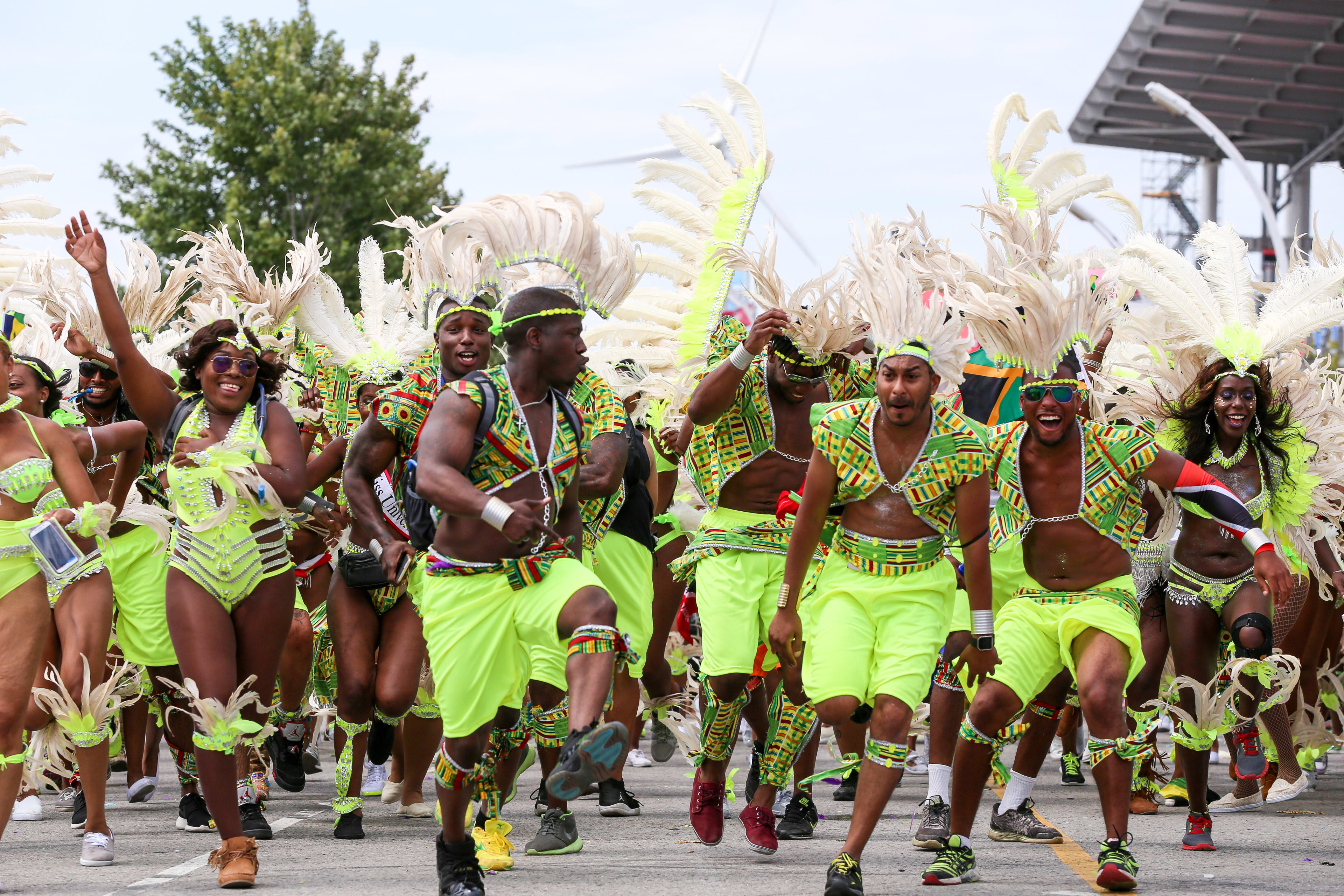 Group of revellers dancing at the Grand Parade