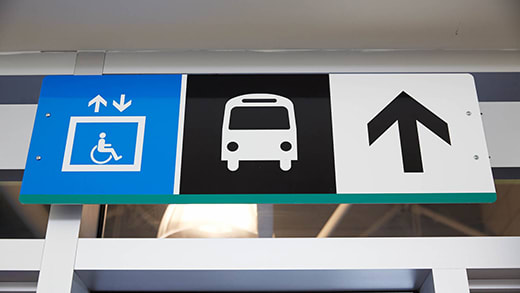 Assisted travel sign at GO Bus terminal
