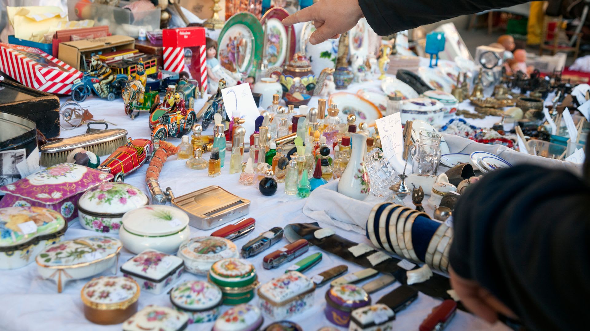 Handmade goods being sold at a local crafts market.