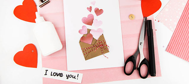 Inexpensive craft supplies can be turned into an original Valentine’s Day card.