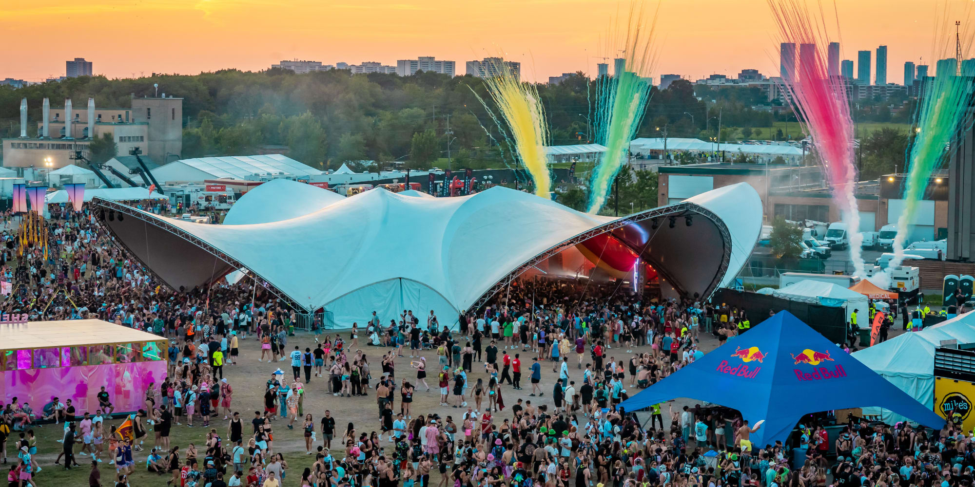 Main stage at VELD music festival with lights and fire