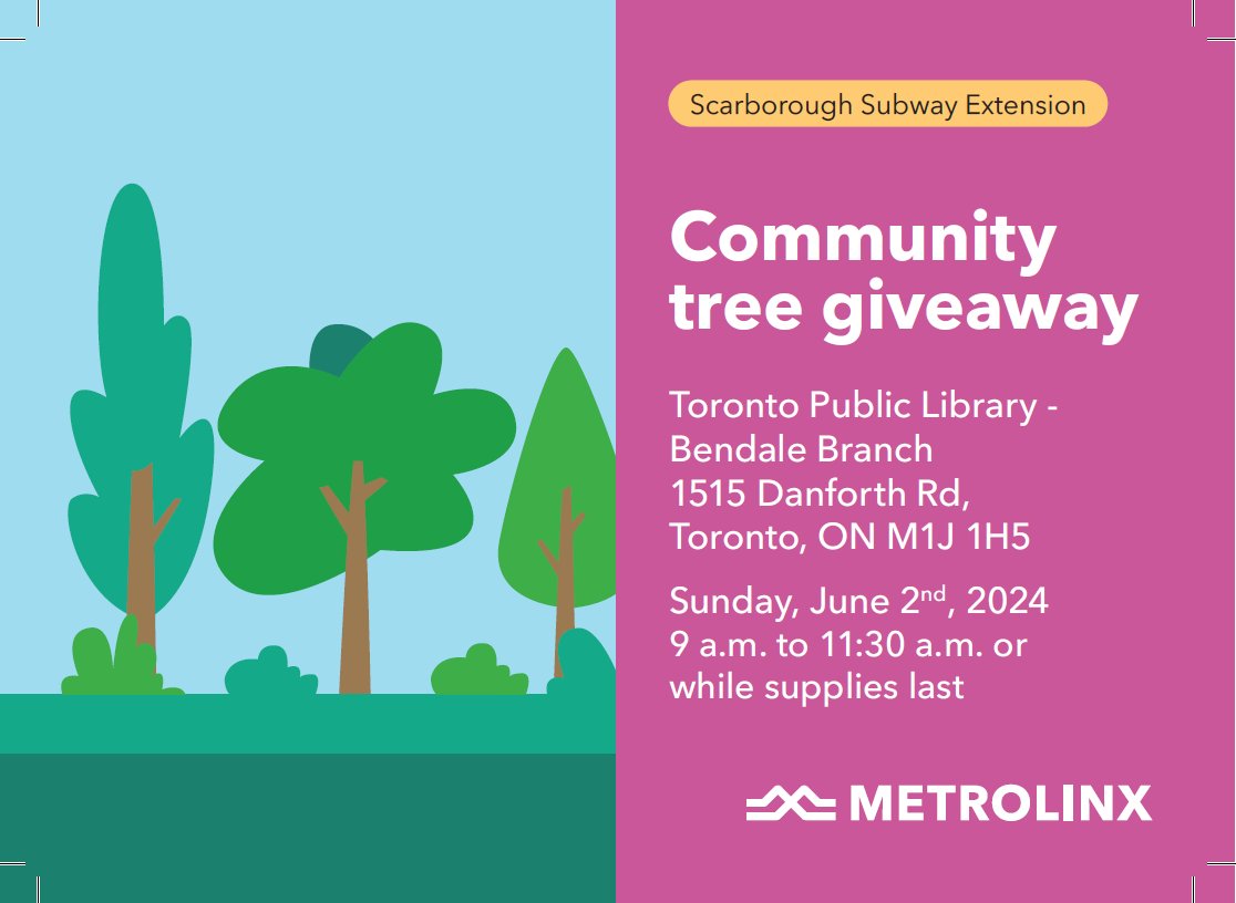 Free trees/shrubs giveaway (June 2, 2024 - Toronto Public Library - Bendale branch)